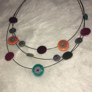 Multicolored Wire Three Layered Necklace